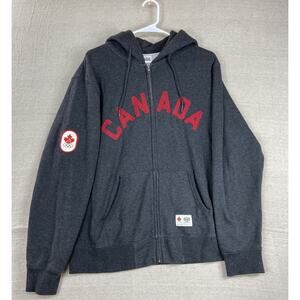 Hudson's Bay Co. Canada 2010 Olympic Men's Large Zip Up Hoodie Dark Gray EUC